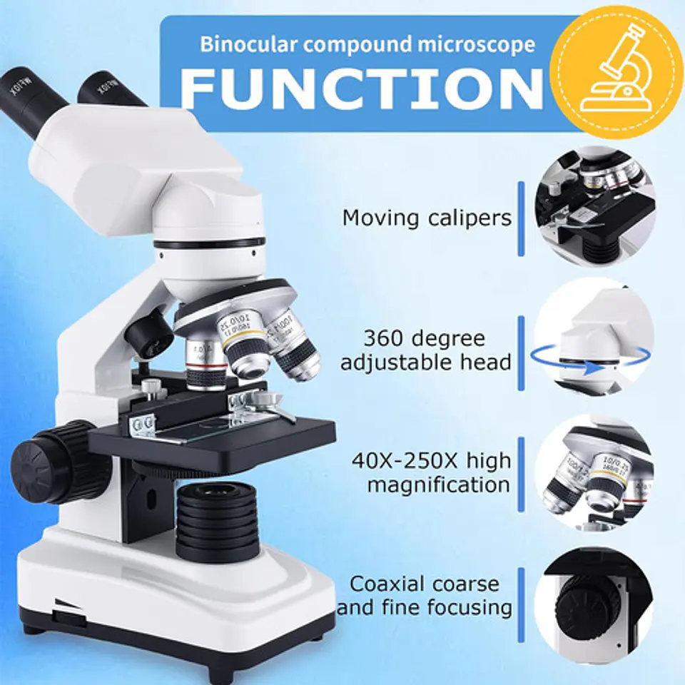Microscopio Binocular 40x2500x Led Dual Y Oculares Wf25x 8
