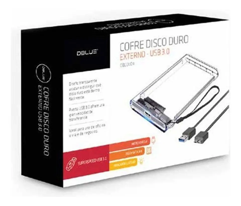 Cofre Transparente Disco Duro Externo SATA 3.0 DBLUE 3