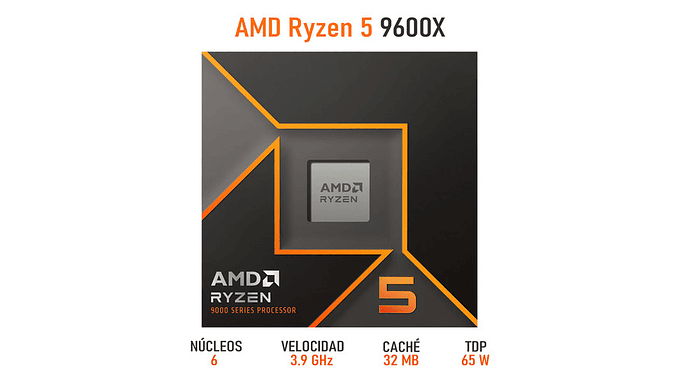 Procesador Amd Ryzen 5 9600x Am5 (3.9ghz-5.4ghz) 3