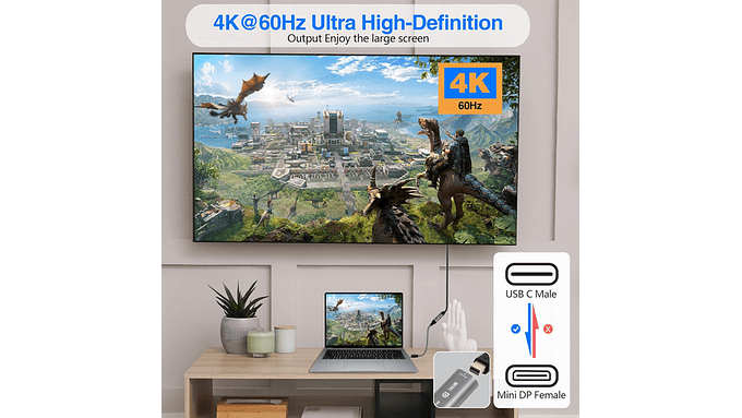 Adaptador Usb-c A Mini Displayport 4k 60hz 2