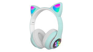 Auriculares Gamer Inalambricos Cat Stn-28 Luz Led Color Aqua