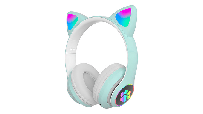 Auriculares Gamer Inalambricos Cat Stn-28 Luz Led Color Aqua 1
