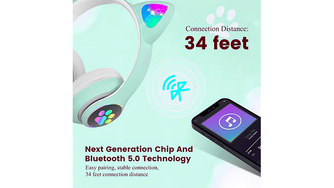 Auriculares Gamer Inalambricos Cat Stn-28 Luz Led Color Aqua 4