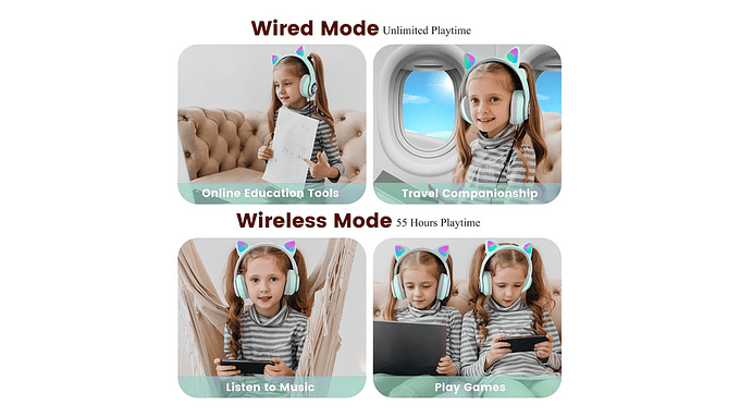 Auriculares Gamer Inalambricos Cat Stn-28 Luz Led Color Aqua 5