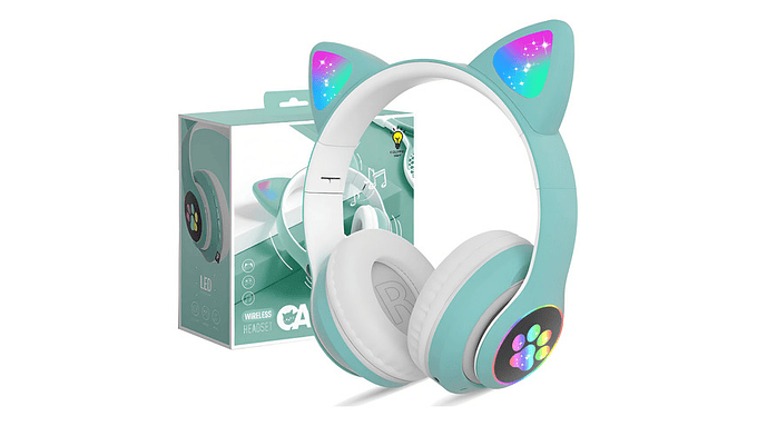 Auriculares Gamer Inalambricos Cat Stn-28 Luz Led Color Aqua 7