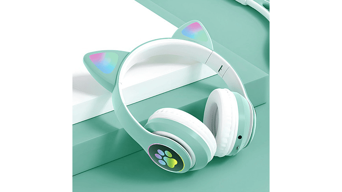 Auriculares Gamer Inalambricos Cat Stn-28 Luz Led Color Aqua 8