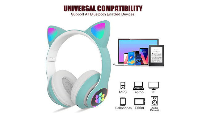Auriculares Gamer Inalambricos Cat Stn-28 Luz Led Color Aqua 9