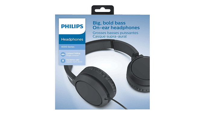 Auriculares Supraurales Philips Tah4105bk Plegable Aislamiento De Sonido Microfono Control Remoto En Cable 2