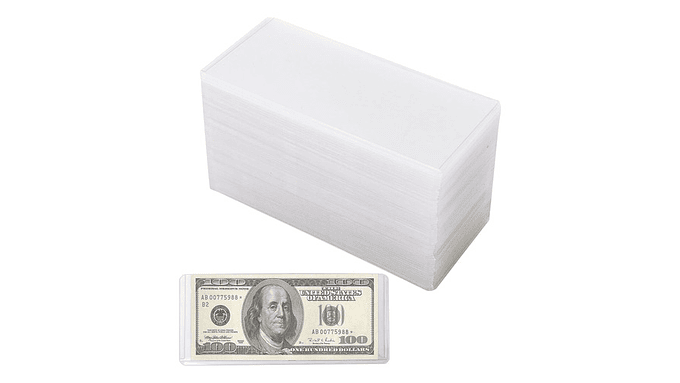 20 Estuches Billetes Pvc Rígido 17,27x7,37 Cm Impermeable 1