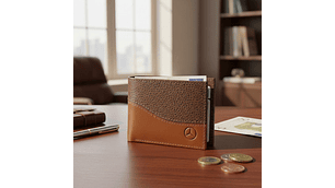 Billetera Hombre Doble Tarjeta Cognac Mercedes-benz