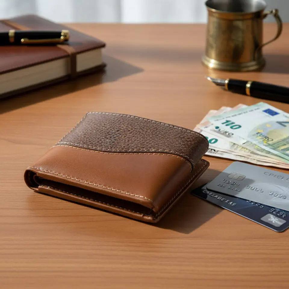 Billetera Hombre Doble Tarjeta Cognac Mercedes-benz 3
