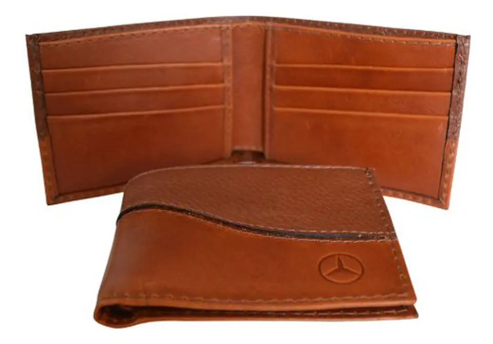 Billetera Hombre Doble Tarjeta Cognac Mercedes-benz 6