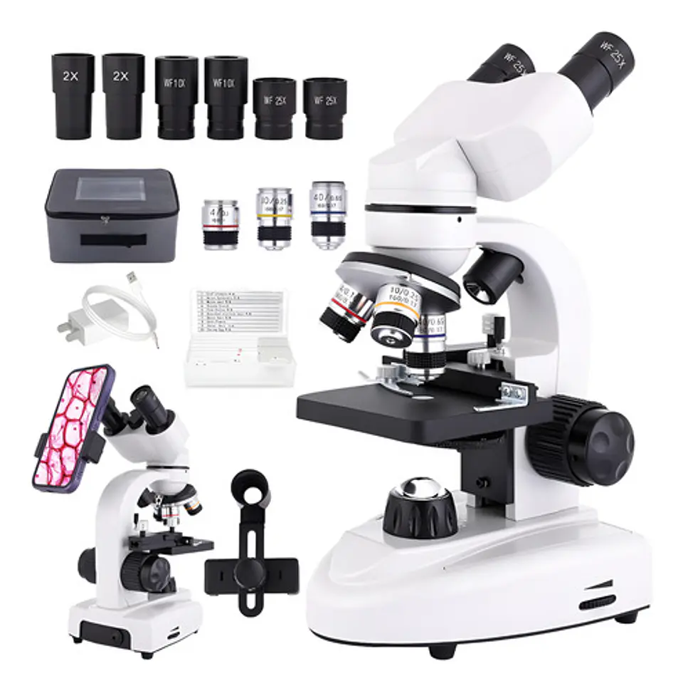 Microscopio Binocular 40x-2500x Led Dual Wf10x Y Wf25x 3