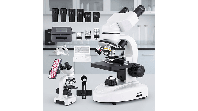 Microscopio Binocular 40x-2500x Led Dual Wf10x Y Wf25x 4