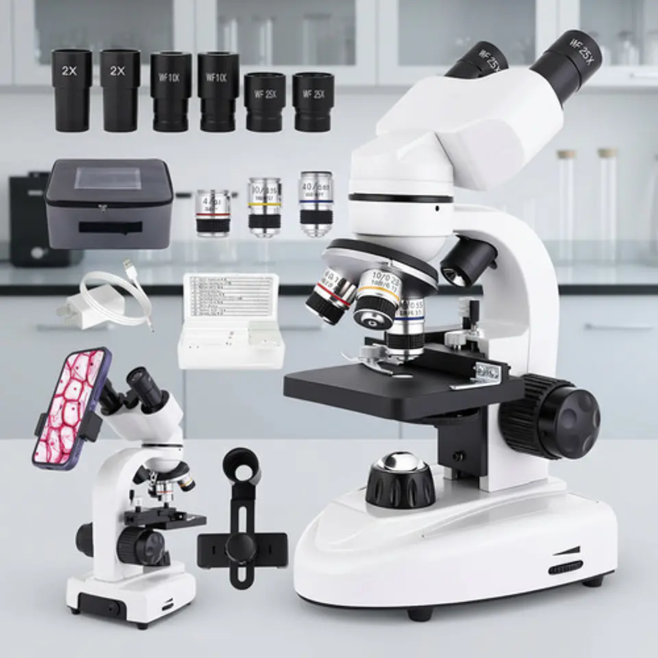 Microscopio Binocular 40x-2500x Led Dual Wf10x Y Wf25x 4