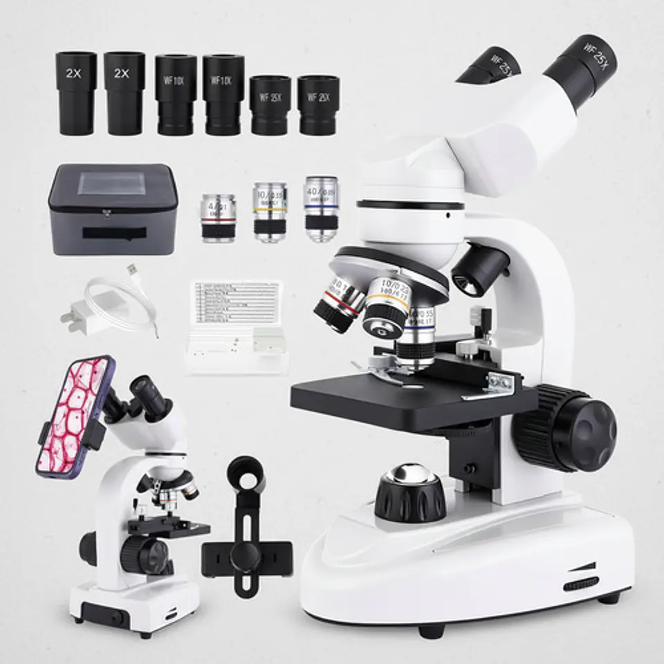 Microscopio Binocular 40x-2500x Led Dual Wf10x Y Wf25x 5