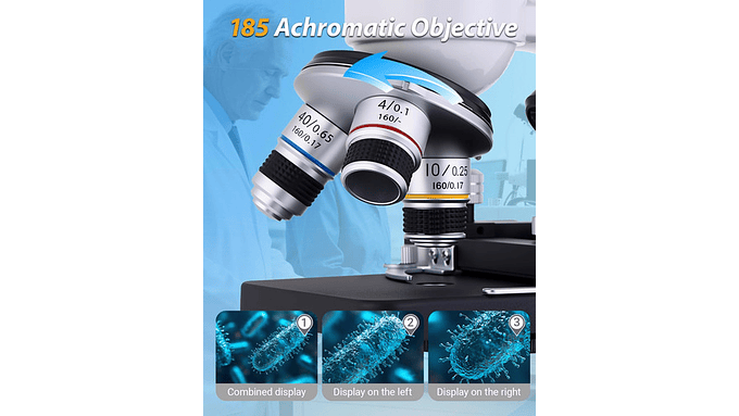 Microscopio Binocular 40x-2500x Led Dual Wf10x Y Wf25x 8