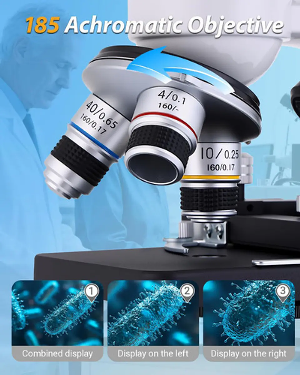 Microscopio Binocular 40x-2500x Led Dual Wf10x Y Wf25x 8