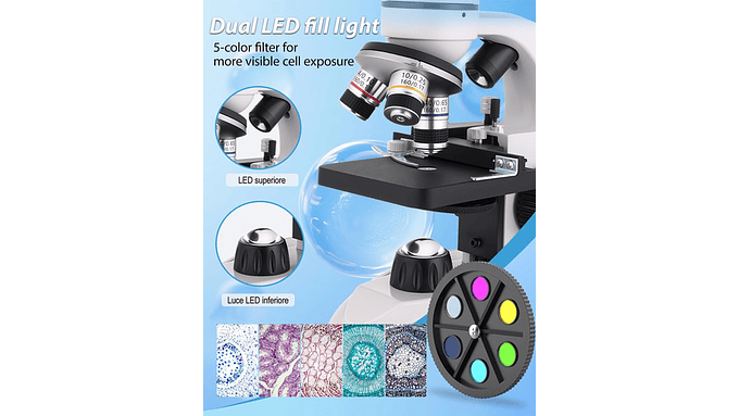 Microscopio Binocular 40x-2500x Led Dual Wf10x Y Wf25x 11