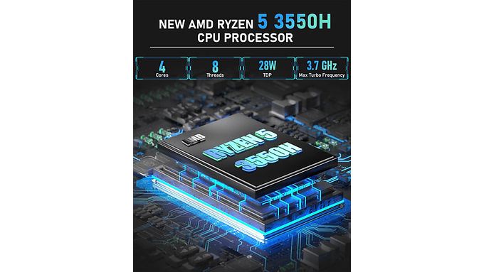 Mini Pc Ryzen 5 3550h 16gb 512gb Ssd 4k Dual Hdmi Usb 3.2 9