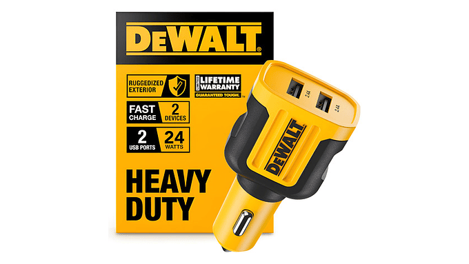 Cargador Auto 12v Dewalt Usb-a 24w  Carga Rápida 2 Usb 1