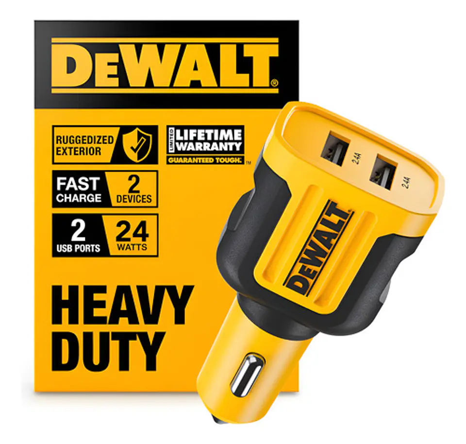Cargador Auto 12v Dewalt Usb-a 24w  Carga Rápida 2 Usb 1