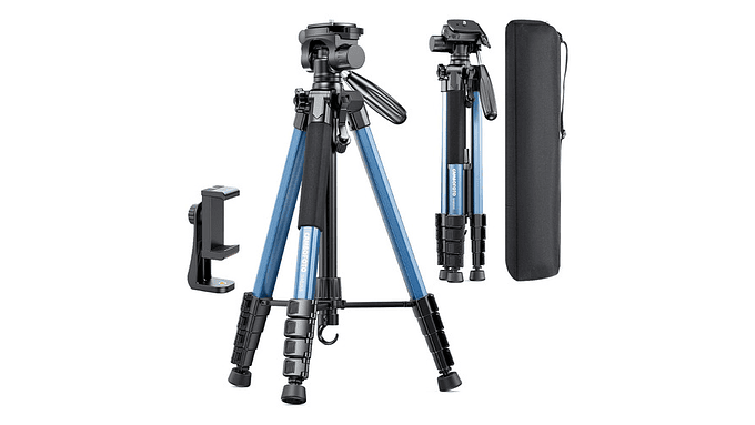 Trípode Para Cámara Cambofoto 74, Aluminio Profesional Azul 1
