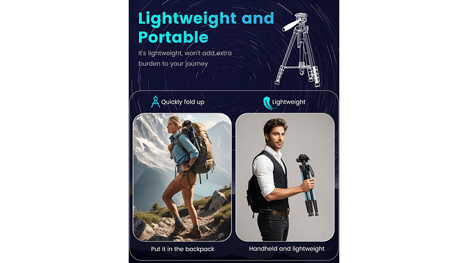 Trípode Para Cámara Cambofoto 74, Aluminio Profesional Azul 4