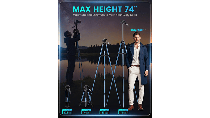 Trípode Para Cámara Cambofoto 74, Aluminio Profesional Azul 5