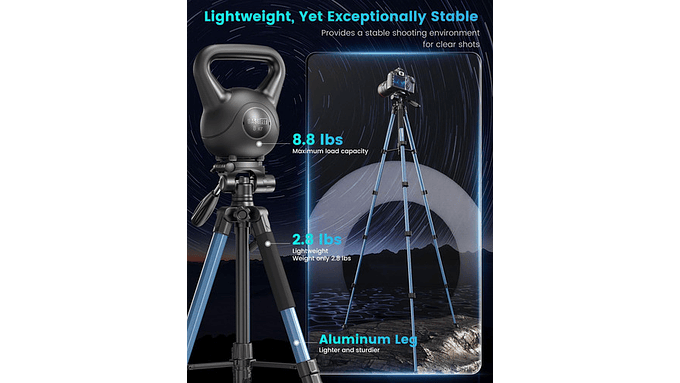 Trípode Para Cámara Cambofoto 74, Aluminio Profesional Azul 6