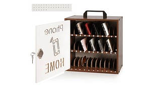 Caja Organizadora Para 33 Celulares Con Cerradura Madera Café