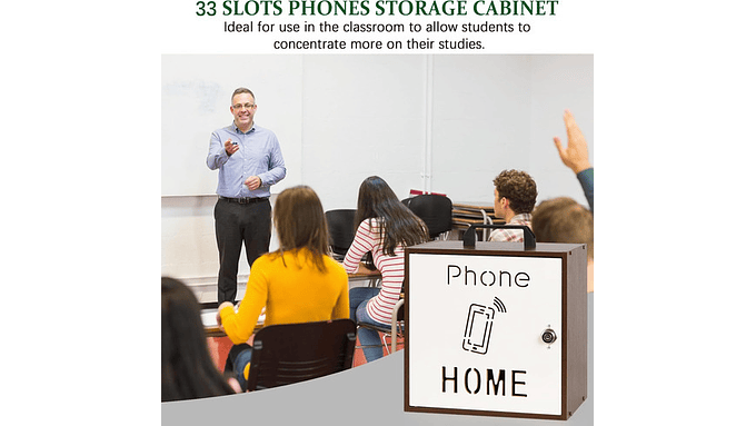 Caja Organizadora Para 33 Celulares Con Cerradura Madera Café 2