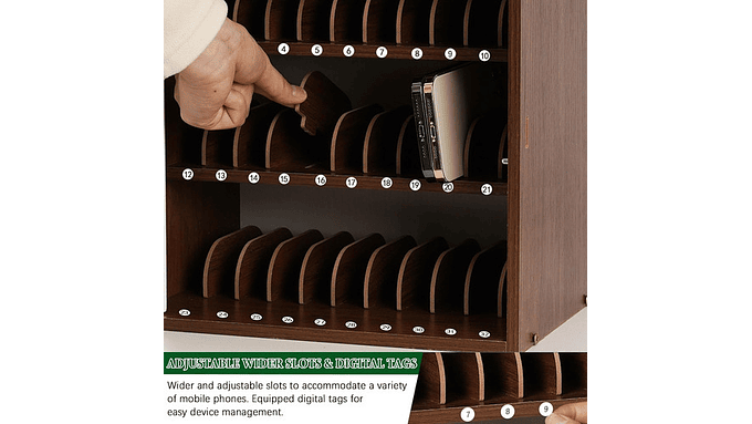 Caja Organizadora Para 33 Celulares Con Cerradura Madera Café 4