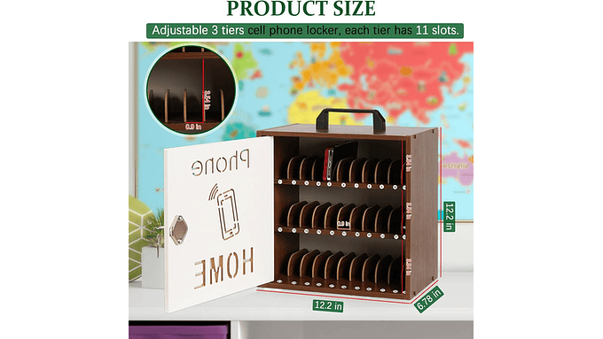 Caja Organizadora Para 33 Celulares Con Cerradura Madera Café 6