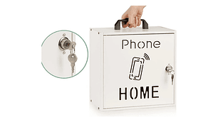 Caja Organizadora Para 33 Celulares Con Cerradura Madera Blanco