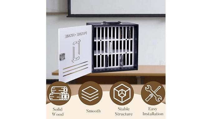 Caja Organizadora Para 33 Celulares Con Cerradura  Madera 2