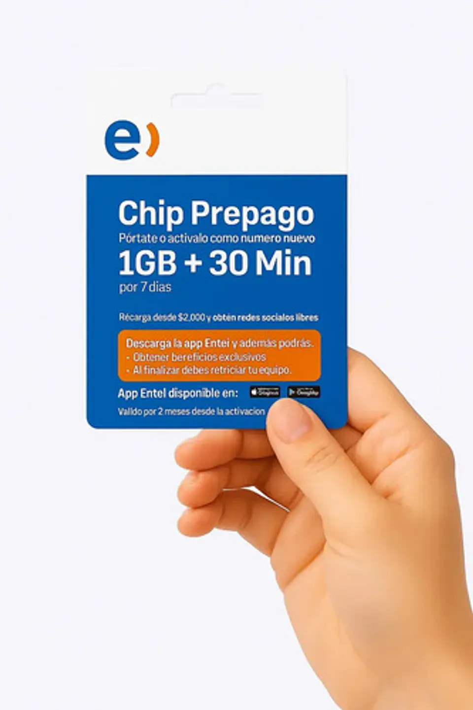 Chip Prepago Entel 1gb + 30 Minutos E Sim 2
