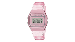 Reloj Casio Cuarzo Rosa Con Correa De Resina F-91ws-4cf