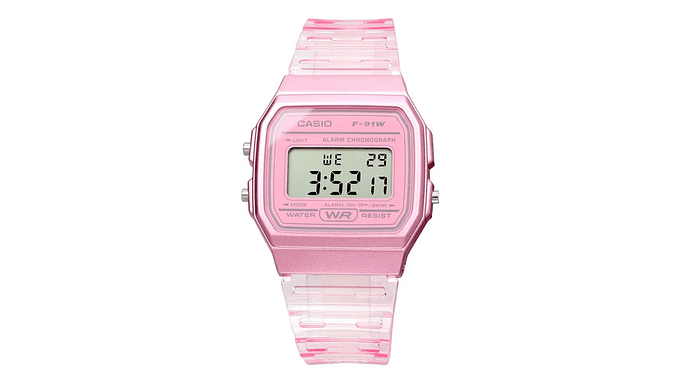 Reloj Casio Cuarzo Rosa Con Correa De Resina F-91ws-4cf 2