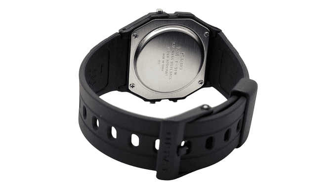 Reloj De Pulsera Casio Collection F-91w-3dg De Cuerpo Color Negro, Digital, Para Hombre, Fondo Gris, Con Correa De Resina Color Negro, Dial Negro, Bisel Color Verde Y Hebilla Sim 5