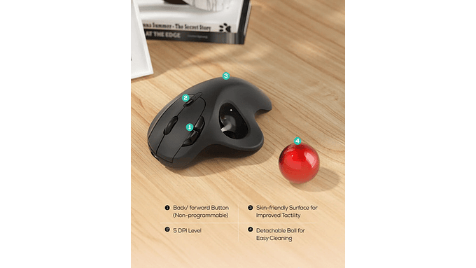 Ratón Trackball Inalámbrico Nulea M501 Recargable Ergonómico 5