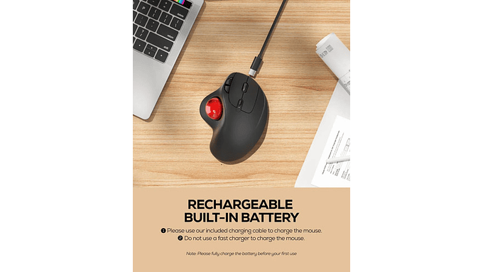 Ratón Trackball Inalámbrico Nulea M501 Recargable Ergonómico 6
