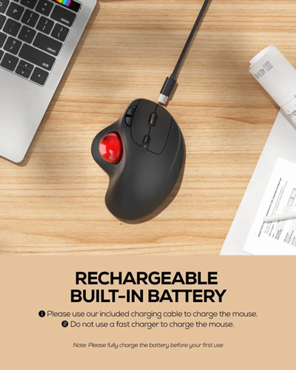 Ratón Trackball Inalámbrico Nulea M501 Recargable Ergonómico 6