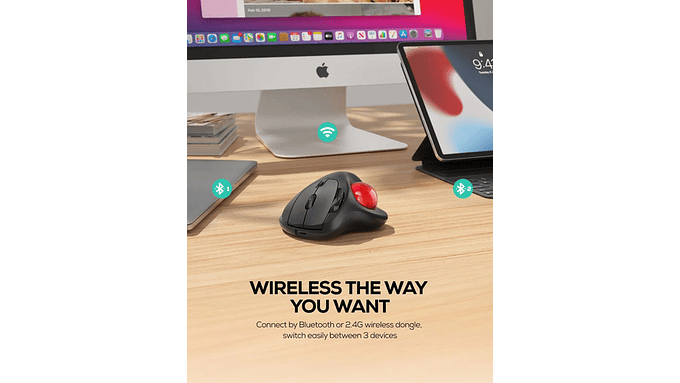 Ratón Trackball Inalámbrico Nulea M501 Recargable Ergonómico 7