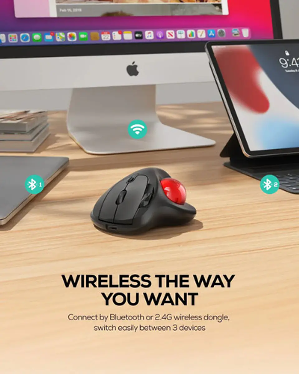 Ratón Trackball Inalámbrico Nulea M501 Recargable Ergonómico 7