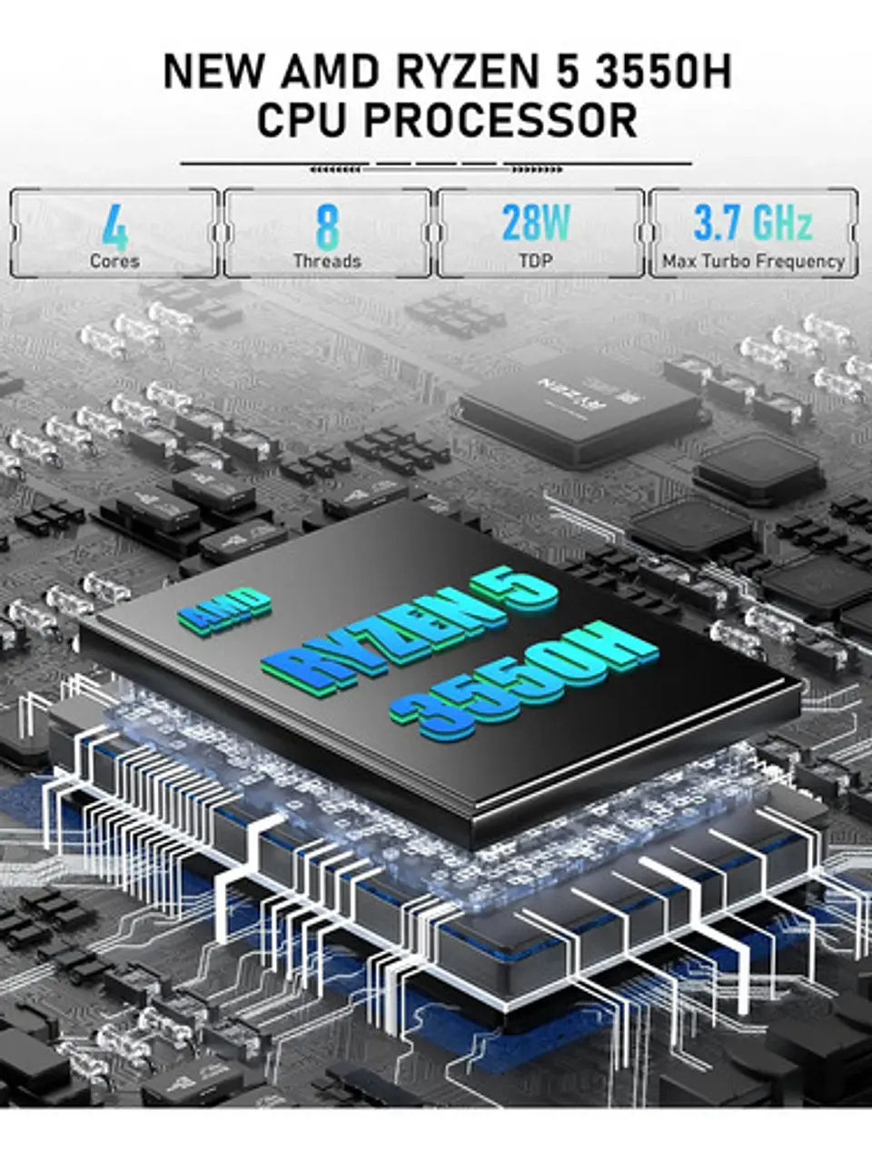 Mini Pc Getorli Ryzen 5 3550h 8gb Ram 240gb Ssd 4k Usb-c 5