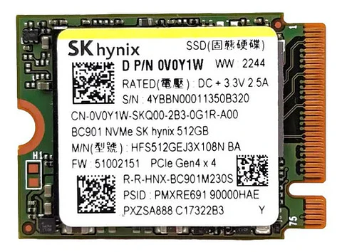 Ssd Nvme 512gb M.2 2230 Pcie Gen4 X4 Oem Granel