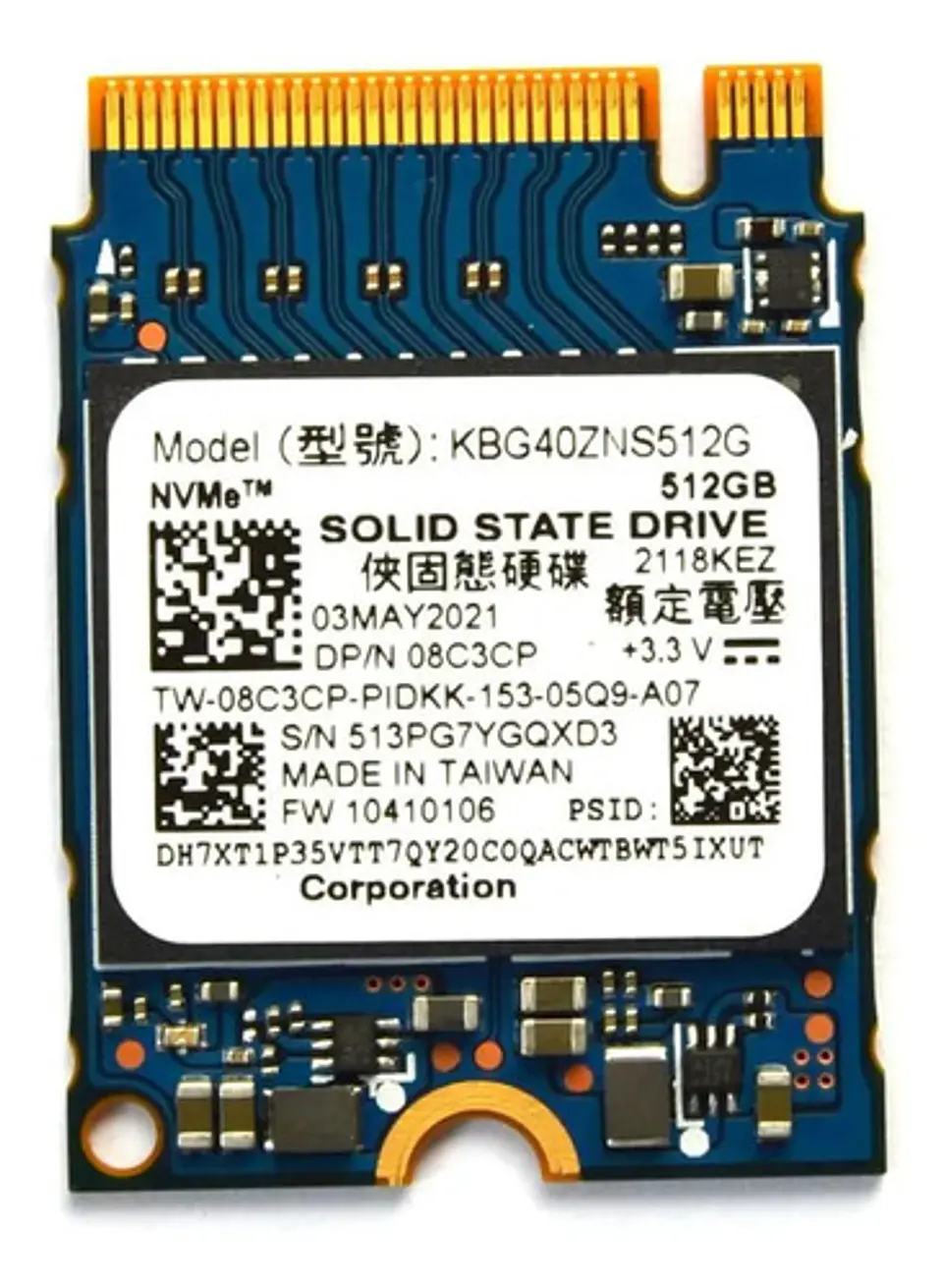 Ssd Nvme 512gb M.2 2230 Pcie Gen3 X4 Kioxia Bg4 2