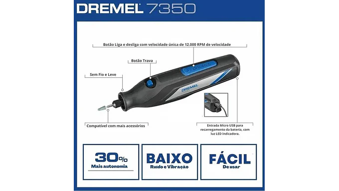 Herramienta Multiproposito Dremel 7350 12000 Rpm Recargable 11