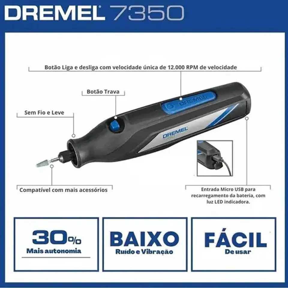 Herramienta Multiproposito Dremel 7350 12000 Rpm Recargable 11